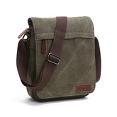 TELOSPORTS Multi-Pocket Messenger Bag Canvas Crossbody Shoulder Bags Vintage Satchel Bag for Travel Work Business